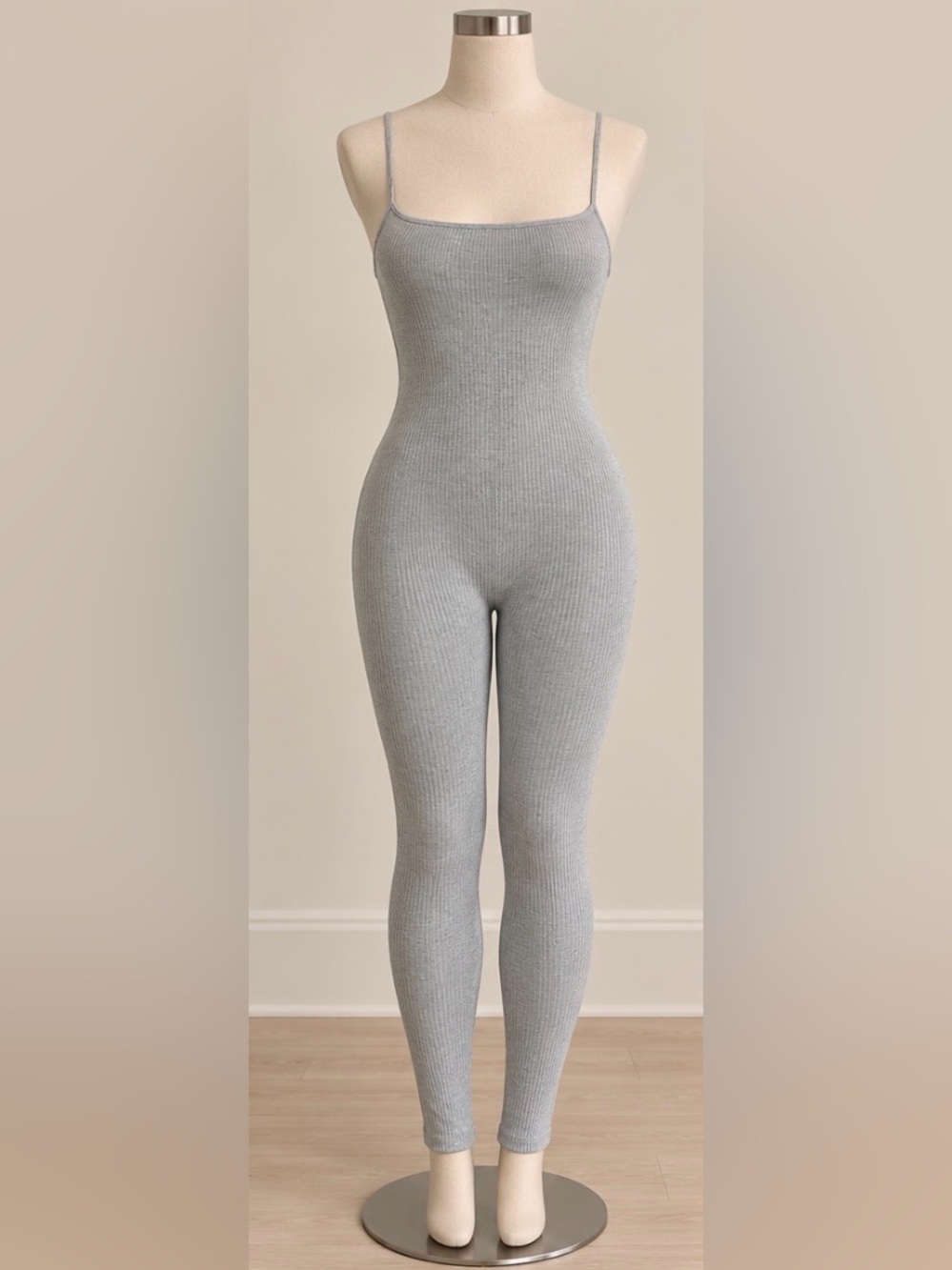 My Outfit Online Ribbed Backless Jumpsuit - Grey NWOT